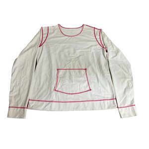 Athleta Rash Guard Womens Large White Summer Shade Kangaroo Pocket‎ Swimwear